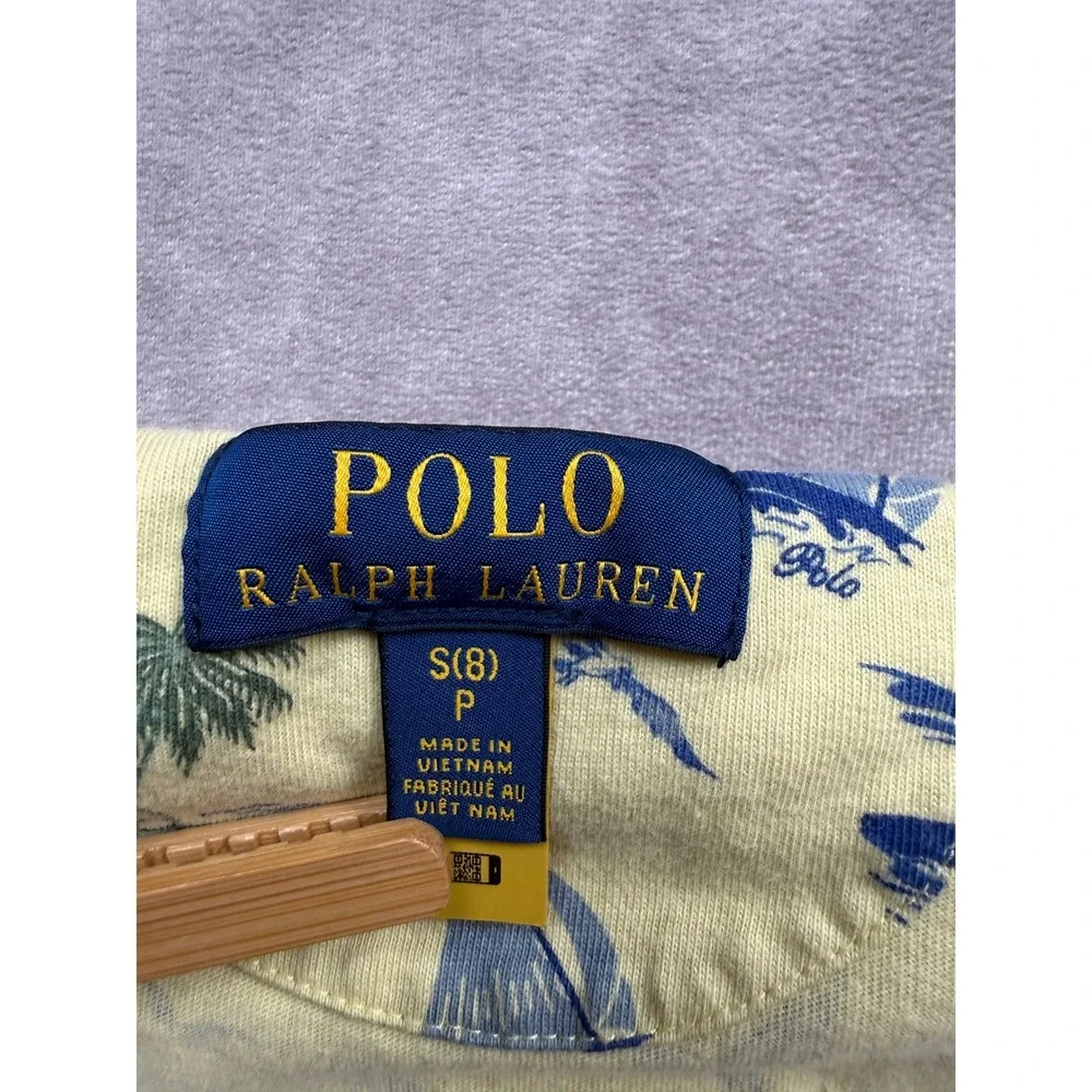 Polo Ralph Lauren Kids Yellow Nautical Sailboat Palm Tree Polo Shirt Size S 8